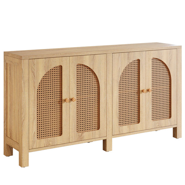 English Elm Rustic Farmhouse Rattan Door Sideboard Wide Buffet Cabinet for Dining or Living Room T3971P462750