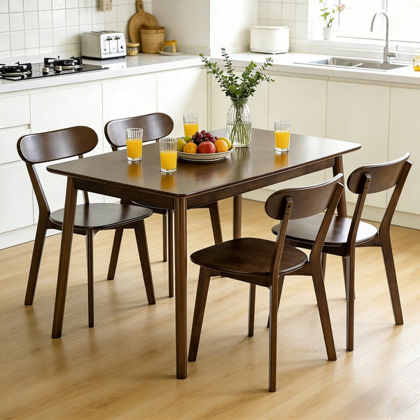English Elm Solid Wood Walnut Rectangular Dining Table Mid Century Modern for Small Spaces W3204P465631