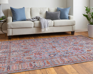Feizy Rugs Rawlins Vintage-inspired Floral Polyester Rug - Antique Charm Meets Modern Durability For Your Home Gray,Blue,Red Polyester Rln39heflblmlth20