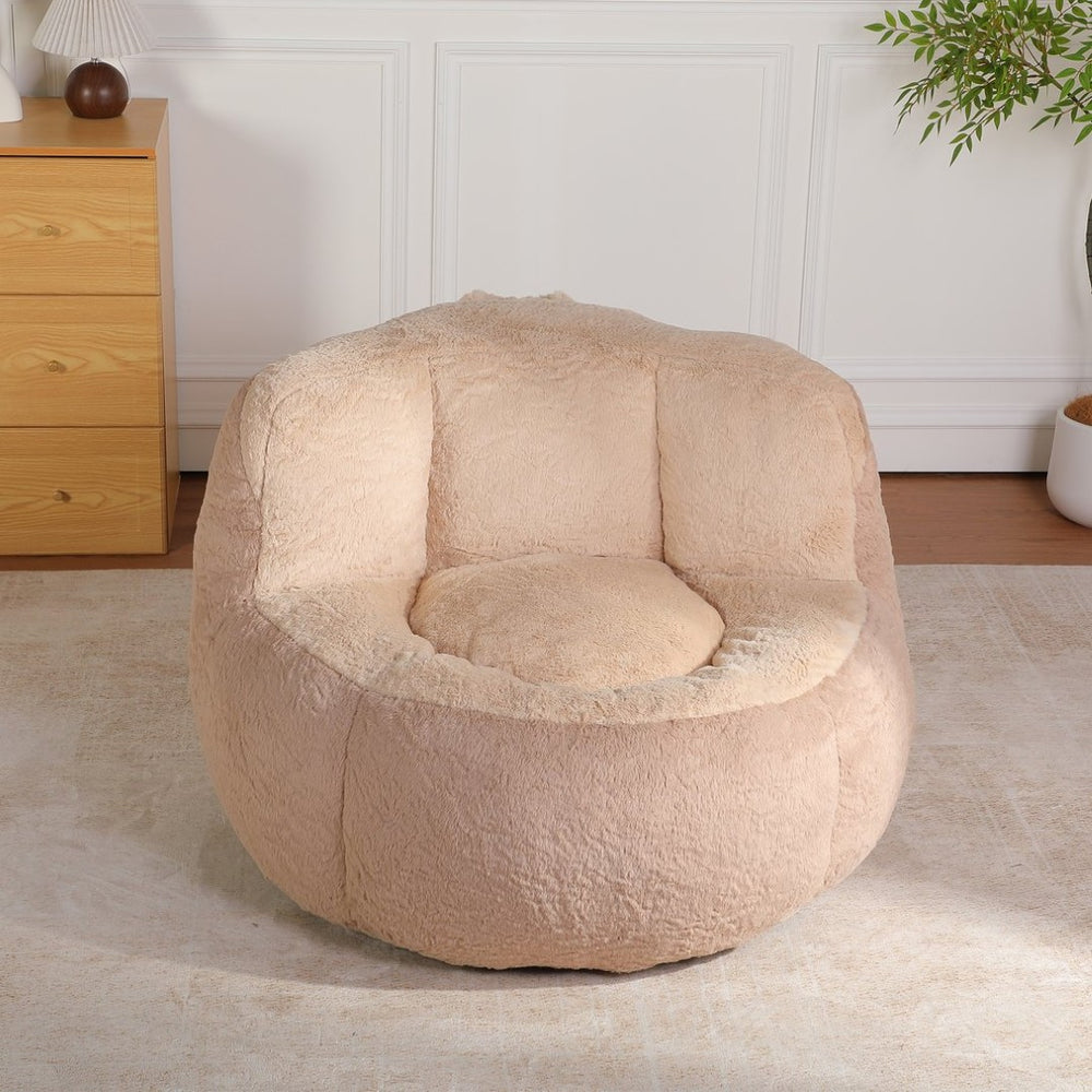 English Elm Oversized Faux Fur Bean Bag Chair - Multicolor Comfort Lounger For Living Room, No Assembly Needed W3723P375717-GIGA