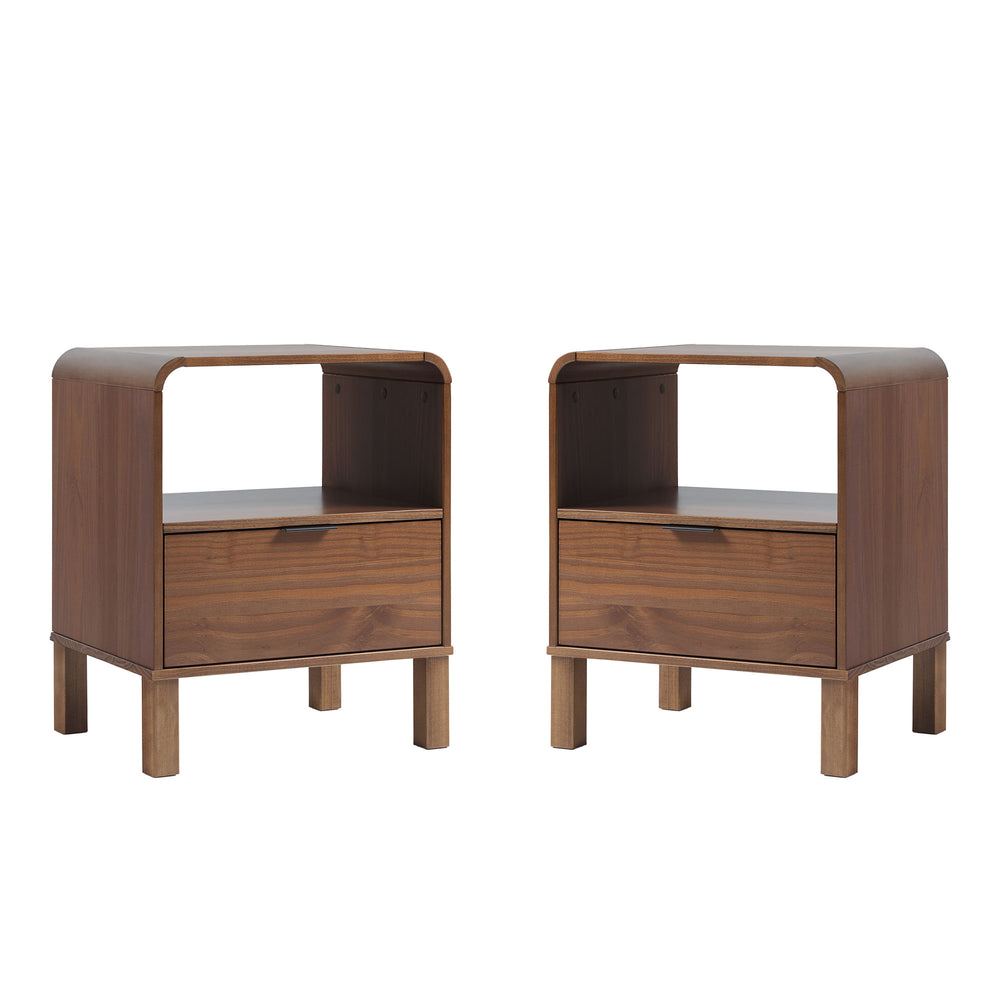 24" Rounded Edge 1 Drawer Nightstand - Set of 2 Brown ELIB4CBR-2PK Walker Edison