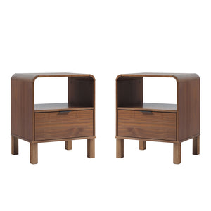 24" Rounded Edge 1 Drawer Nightstand - Set of 2 Brown ELIB4CBR-2PK Walker Edison