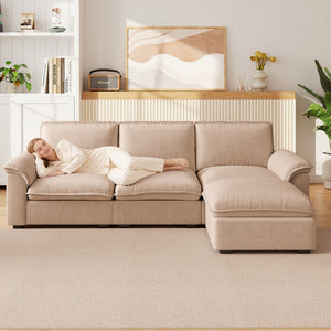 English Elm Cloud Sectional Sofa with Movable Chaise Soft Chenille Upholstery for Modern Living Rooms Coffee W1359S00064
