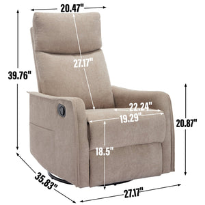 English Elm Heat Massage Rocker Recliner with Swivel Base and Vibrating Nodes for Living Room W1803P251886