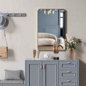 English Elm 24X36 Black Metal Framed Rectangular Bathroom Mirror - Modern Design For Stylish Spaces & Safety W2203P302700