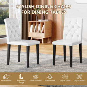 English Elm 4-piece Brown Suede Dining Chair Set with Tufted Back and Walnut Metal Legs White+Black W1151P361175