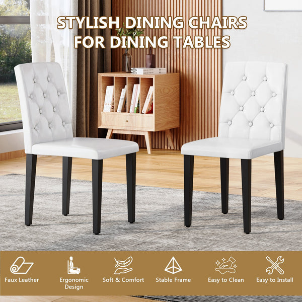 English Elm 4-piece Brown Suede Dining Chair Set with Tufted Back and Walnut Metal Legs White+Black W1151P361173