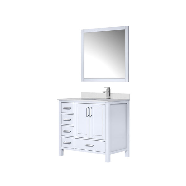 English Elm White Bath Vanity Set With Quartz Top, Stainless Steel Faucet & Framed Mirror For Modern Bathrooms B2731S01259-GIGA
