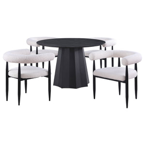 English Elm Maxine Brown Square Counter Dining Set with Mindi Veneer Table and Upholstered Chairs B062S01449