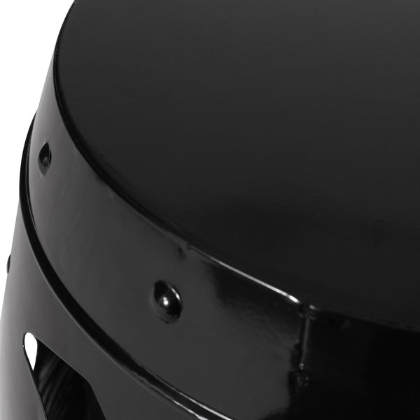 English Elm Metal end Table with Powder-Coated Iron Frame and Floral Cut Design, Modern Minimal Accent Table Black 23.75 L x 19.75 W x 19.75 H W2297P188283