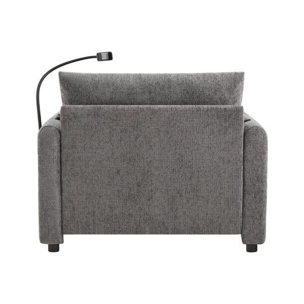 English Elm 38" Chenille Chaise Lounge with Storage Ottoman Usb Charging and Armrest Pockets N723P303462E