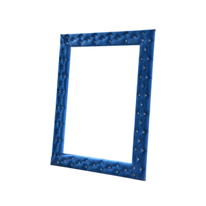 English Elm Dante Blue Velvet Floor Mirror with Tufted Crystal Buttons, 37"x59" Padded Frame, No Assembly Needed B2726P244351