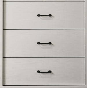 English Elm Elettra Four Drawer Chest in Warm Oak Finish with Bold Black Metal Hardware White B2749P413337