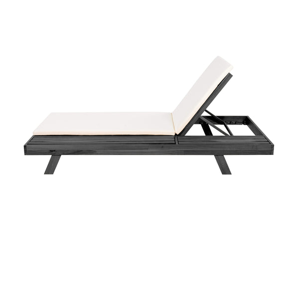English Elm Lounge Chaise Outdoor Acacia Wood Slatted Frame with Water Resistant Cushion Resort Style Black,Cream N770P442B18C