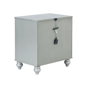 English Elm 2 Chic Two-Drawer Nightstand with Sparkling Acrylic Panels and Faceted Crystal Hardware for Glam Bedrooms Silver B016P255631