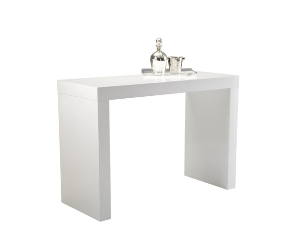 Sunpan Faro Urban Bar Table - Stylish Solid Ash Design with Room for Four Stools, Perfect for Any Space High Gloss White