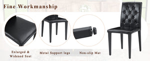 English Elm Black Wood Grain Mdf Dining Set Seats Four with Pu Leather Buckle Chairs Modern W1151S04431