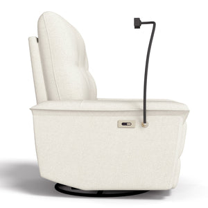 English Elm 270° Swivel Power Recliner Velvet Glider Rocker with Usb Ports for Living Room Beige W1028S00058