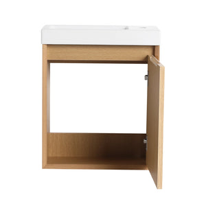 English Elm 18.5" Wall-Mounted Bathroom Vanity With Resin Sink & Soft-Close Door For Smart Space-Saving Design W1972P362127