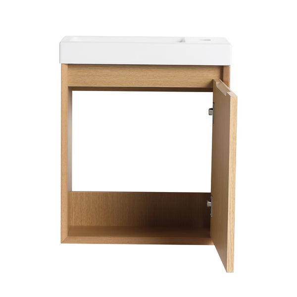English Elm 18.5" Wall-Mounted Bathroom Vanity With Resin Sink & Soft-Close Door For Smart Space-Saving Design W1972P362127