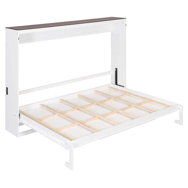 English Elm Queen Murphy Wall Bed with Usb Ports Space Saving Cabinet for Guest or Home Office White LP000385AAK