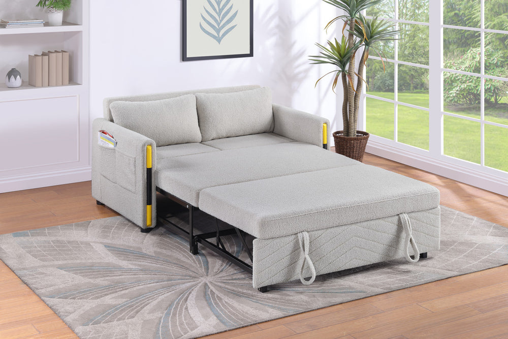 English Elm Perseo Plush Teddy Velvet Sleeper Loveseat with Dual Pull Design for Compact Spaces B2749P413192