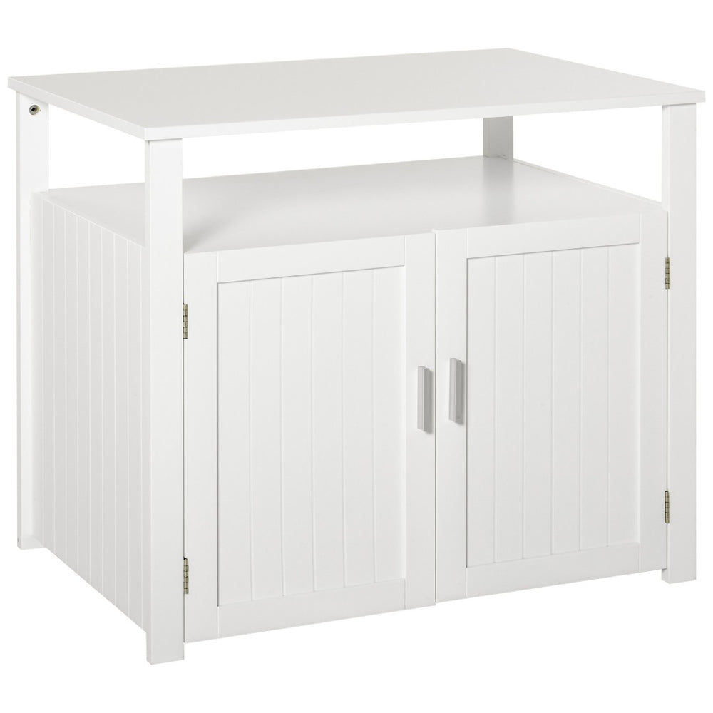 English Elm Pawhut Stylish Wooden Cat Litter Box Enclosure With Storage, Adjustable Partition & Easy Access W2225P217310-GIGA