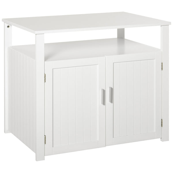 English Elm Pawhut Stylish Wooden Cat Litter Box Enclosure With Storage, Adjustable Partition & Easy Access W2225P217310-GIGA