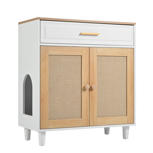 English Elm 2-piece Hidden Litter Box Cabinet with Scratching Doors Charging Station and Drawer N843S002406N