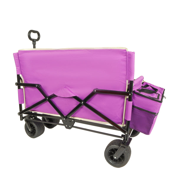 English Elm 3-in-1 Convertible Folding Wagon with 500lb Steel Frame and All-terrain Swivel Wheels Purple W2932P390459