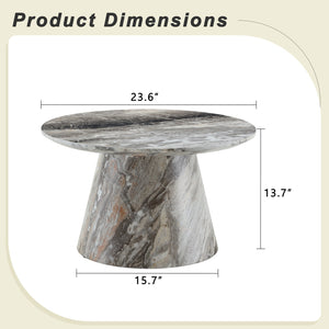English Elm Grey Wood Grain Round Coffee Table Low Profile Mdf Living Room Accent Piece W2920P404129