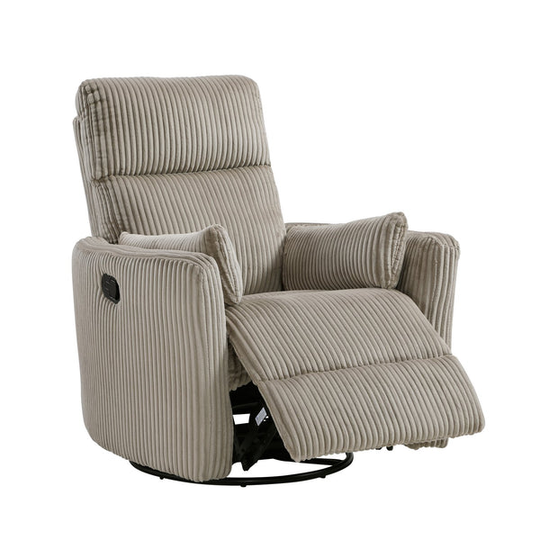 English Elm Taupe Corduroy Swivel Glider Recliner Chair with 360° Rotation, Smooth Recline, Plush Cushioning for Living Room Comfort and Style B011P383306