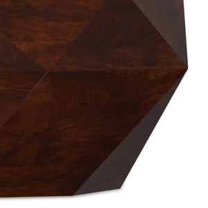 English Elm Zayn Solid Acacia Faceted Drum Coffee Table Sculptural Wood Grain Living Room Accent Walnut Brown B136P429090