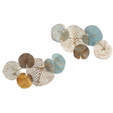 Lenzie Transitional Multi-colored Lily Pad Leaves 2-piece Metal Wall Decor Set