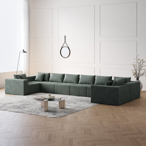 English Elm 188-Inch Corduroy Modular L Shaped Sectional Sofa with Extra-Wide Seating, No Assembly Required Army Green W834S00474