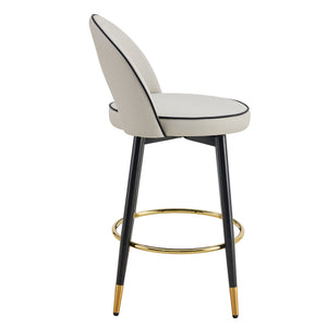 English Elm 360 Swivel Pu Leather Barstools Set of Two with Matte Black Legs for Kitchen or Bar W1151P265583
