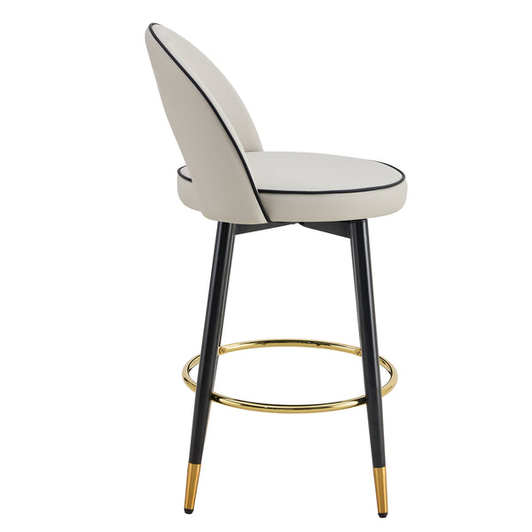 English Elm 360 Swivel Pu Leather Barstools Set of Two with Matte Black Legs for Kitchen or Bar W1151P265583