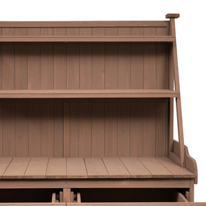 English Elm [Assembly 65inch Garden Potting Bench Table Fir Wood Workstation with 3-Tier Shelves Drawers Cabinet for Organization and Durability Brown N717P220217D