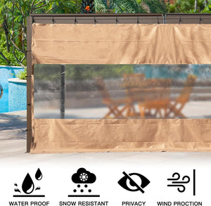 English Elm Heavy Duty Outdoor Clear Panel Curtain - 18 Oz Waterproof Pvc Polyester, Weatherproof & Tearproof P2 W1859P238853-GIGA