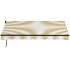 English Elm Outsunny 12' X 10' Retractable Patio Awning - Durable Uv-Resistant Shade With Manual Crank Handle W2225P200512-GIGA