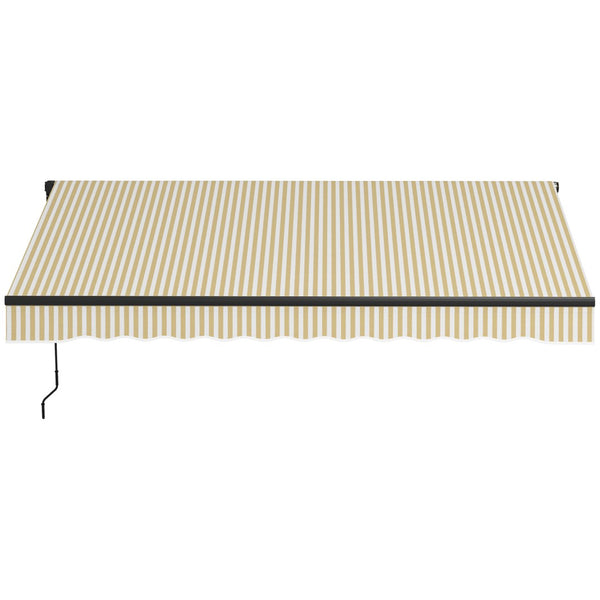 English Elm Outsunny 12' X 10' Retractable Patio Awning - Durable Uv-Resistant Shade With Manual Crank Handle W2225P200512-GIGA