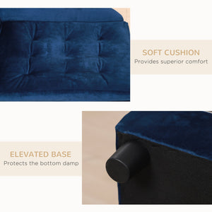 English Elm PawHut Modern Small Dog Sofa Bed with 3" Plush Foam & 23L Hidden Storage, Cozy Blue Design W2225P200770