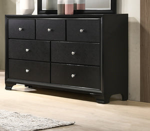 English Elm 1pc Glam Seven-Drawer Dresser with Embossed Crocodile Finish, Felt-Lined Top Drawers & Dovetail Craftsmanship Black 62.4 L x 20.4 W x 41.3 H B011P217897