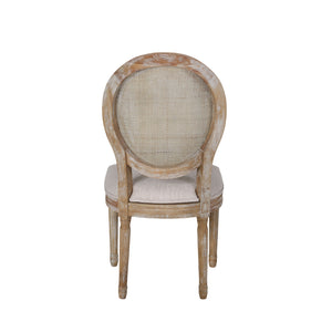 English Elm Christopher Knight Home® - DININGCHAIR Elegant Wicker & Fabric Dining Seat with Carved Legs Distressed Finish for Stylish Homes Beige 65165.00BGE