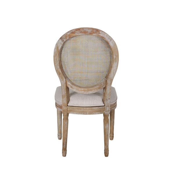 English Elm Christopher Knight Home® - DININGCHAIR Elegant Wicker & Fabric Dining Seat with Carved Legs Distressed Finish for Stylish Homes Beige 65165.00BGE