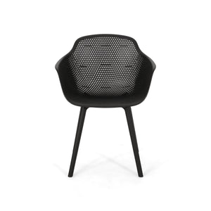 English Elm Christopher Knight Home® - LOTUS modern outdoor dining chair with weather-resistant polypropylene, perforated diamond pattern comfort and stability Black 23.5 L x 23.5 W x 22.5 H 69068.00BLK