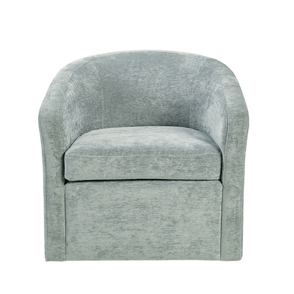 JLA Home Martha Stewart - Swivel Perry Street Velvet Tub Chair in Soft Grey — Low-Back Modern 360° Rotation, Luxe Foam Comfort MT103-0049