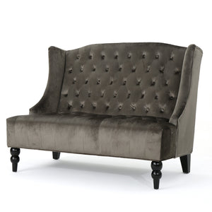 English Elm Christopher Knight Home® - LOVESEAT wingback velvet button-tufted diamond stitch loveseat with plush comfort and durable sheen Grey 61186.00NVLTGRY