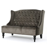 Christopher Knight Home® - Noble House - Leora Modern Glam Tufted Velvet Wingback Loveseat