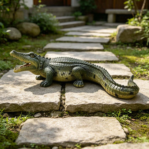English Elm 23" Resin Crocodile Garden Statue Weatherproof Wildlife Sculpture for Pond and Patio W5709P462880